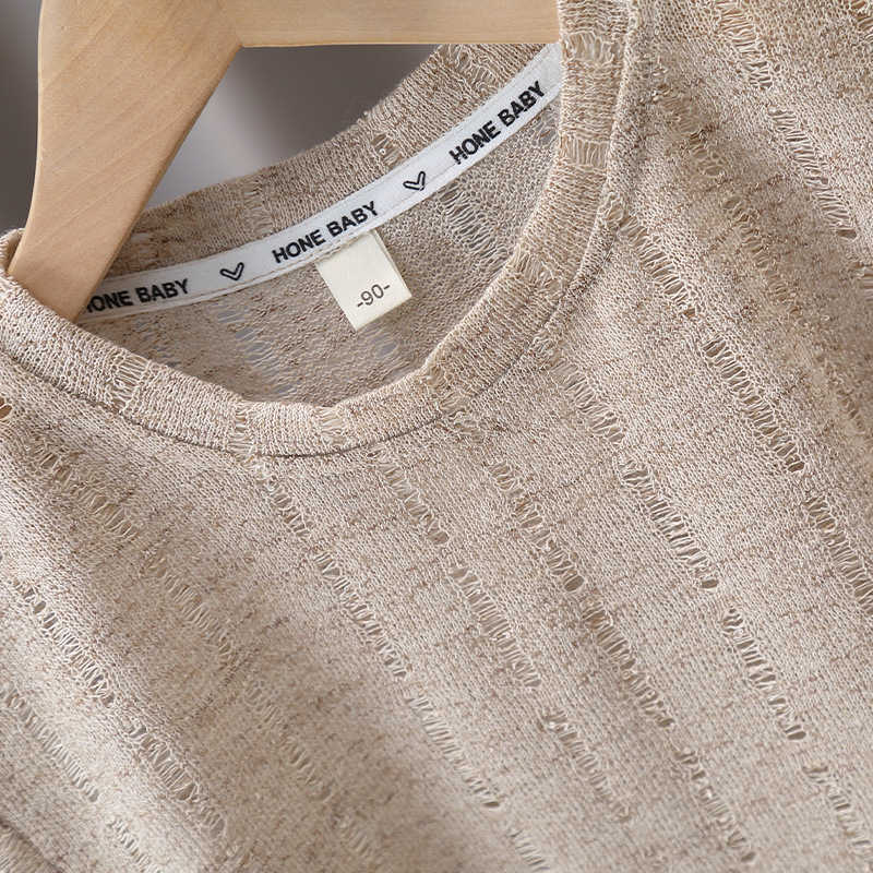 5717 traje de verano para niños 2025 nuevo chaleco hueco sin mangas para niños pantalones anti-mosquitos de verano para niños de dos piezas