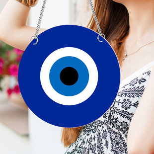 TYU154 cross-border Devil's Eye acrylic pendant window porch home decoration double-sided pattern iron chain hanging