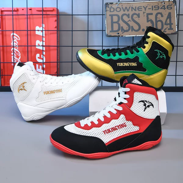 2026 New Model High-Top Boxing Training Shoes for Taekwondo and Sanda, Fighting Wrestling Shoes, Shock-Absorbing Weightlifting Shoes
