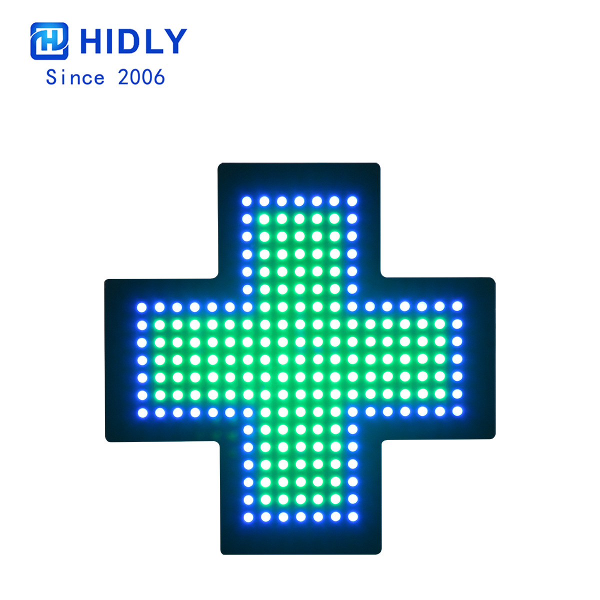 加纳药店十字屏十字指示牌35cm室内绿色蓝色边十字架LED十字屏