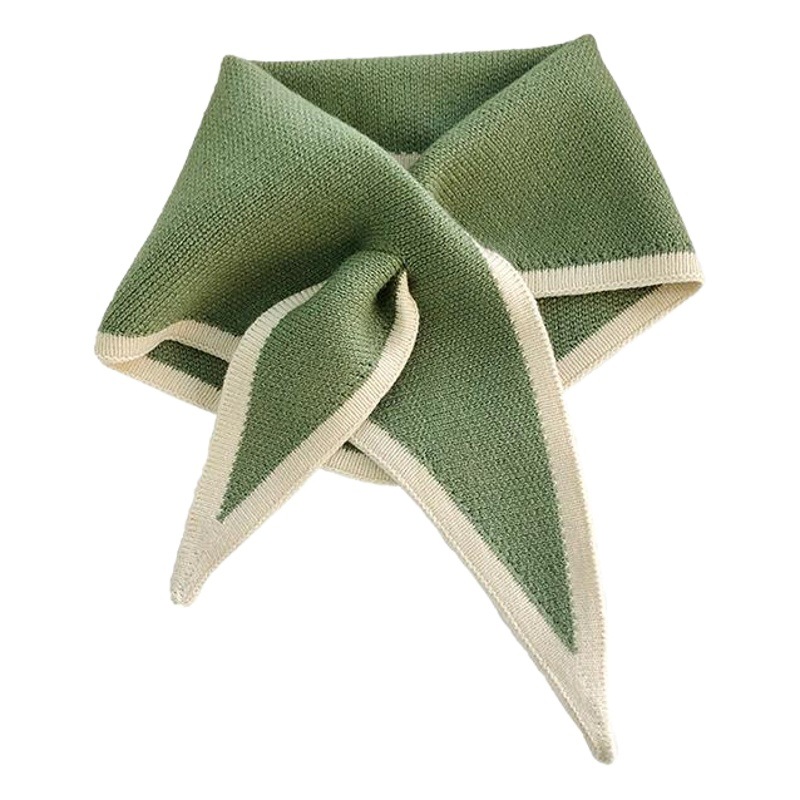 Bufanda pequeña de lana de punto – estilo coreano, cuello dulce cruzado, cálida, otoño e invierno