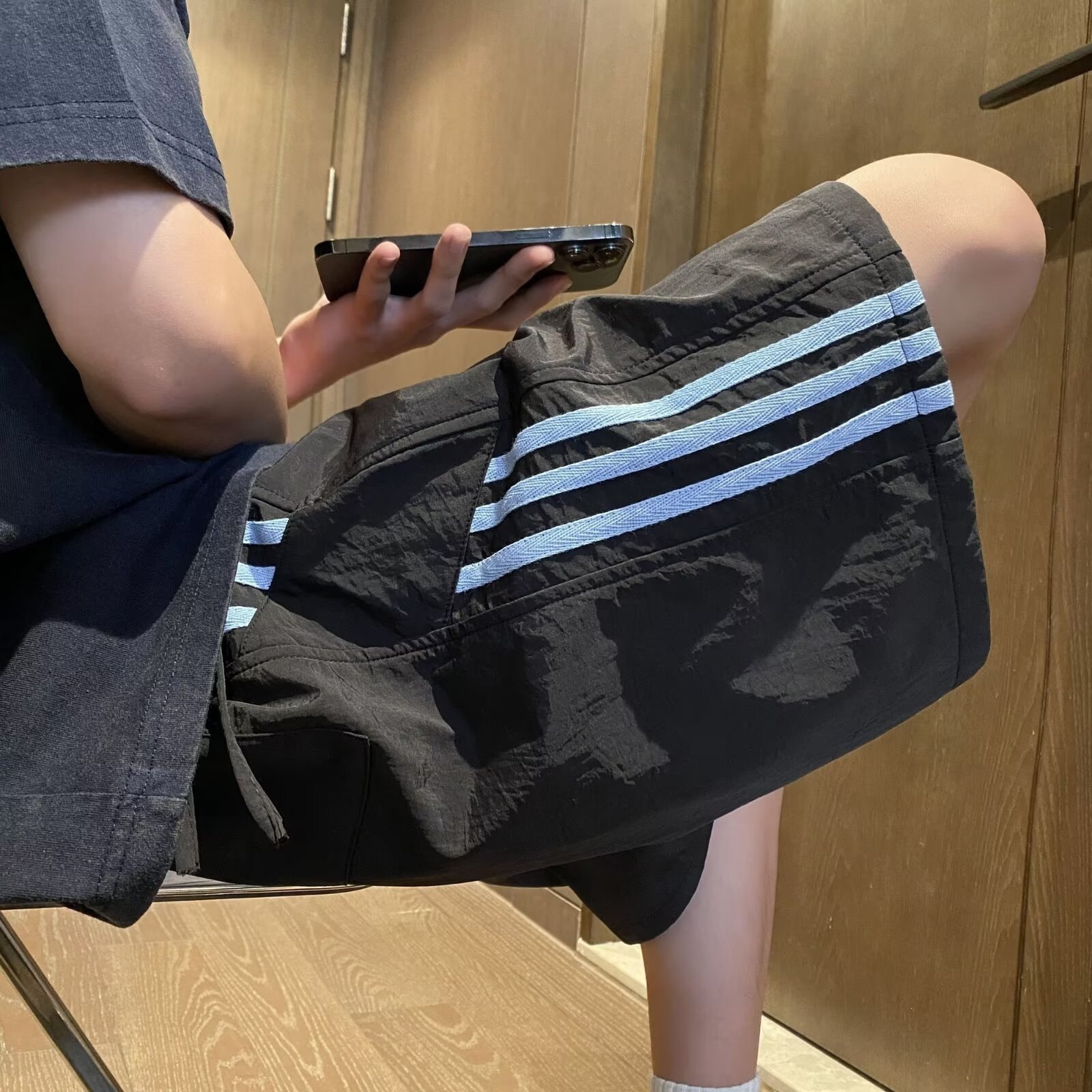 Three-Stripe Design Quick-Dry Sports Casual Men's Trendy Summer New Loose-Fitting Five-Point Shorts American Style Men's Summer Shorts