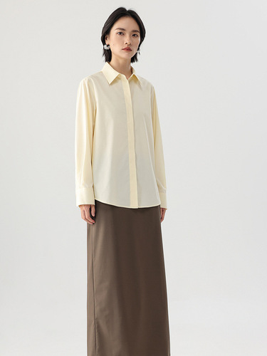 Spring and summer new style cool breathable white shirt B imported fabric Classic solid color easy-to-care colorful shirt for women