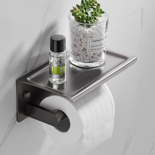 Gun Ash Punch-free 304 Stainless Steel Tissue Holder Bathroom Punch-free Toilet Paper Box Restroom Toilet Paper Rack