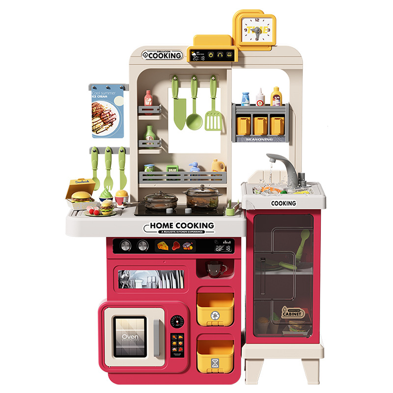 Cocina infantil juguetes simulación de cocina a vapor mesa de trabajo set de platos de cocina de alimentos
