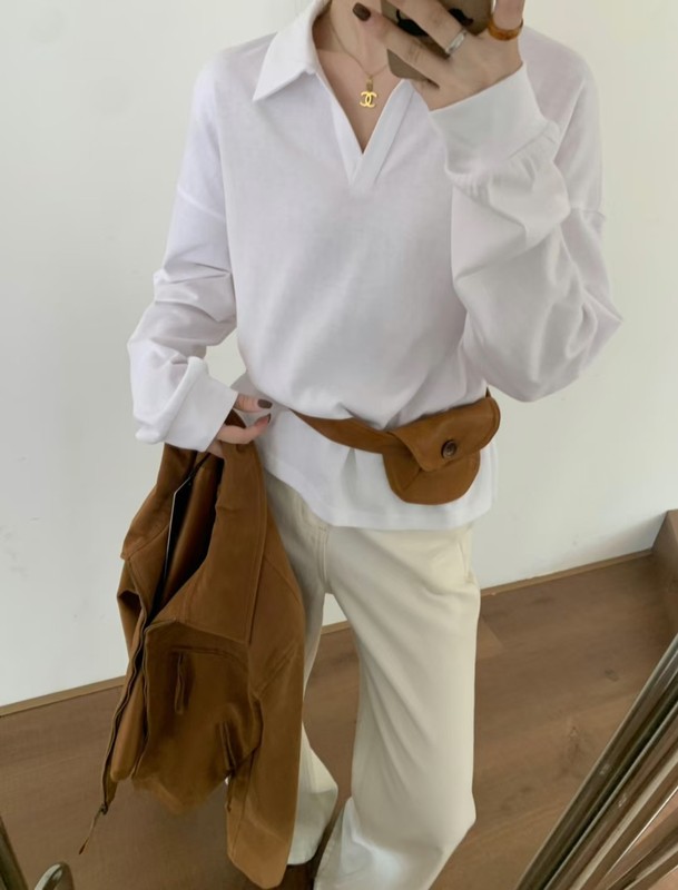 Polo领卫衣女秋季薄款2025新款宽松显瘦百搭韩版学院风针织衫上衣|undefined