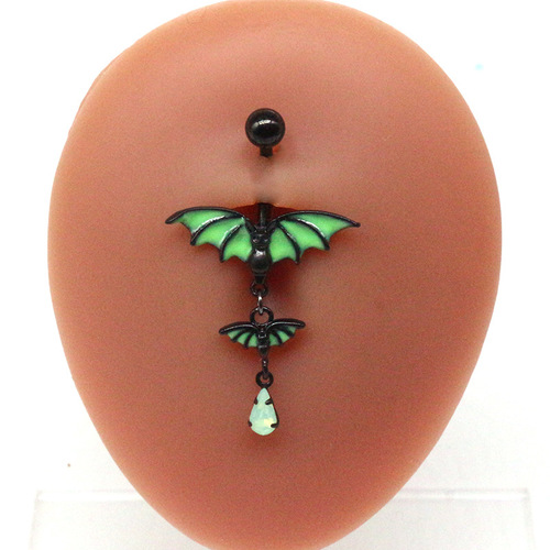 Gaibei European and American cross-border bat belly button ring, navel nail, water drop breast ring, breast nail, luminous earrings, earrings