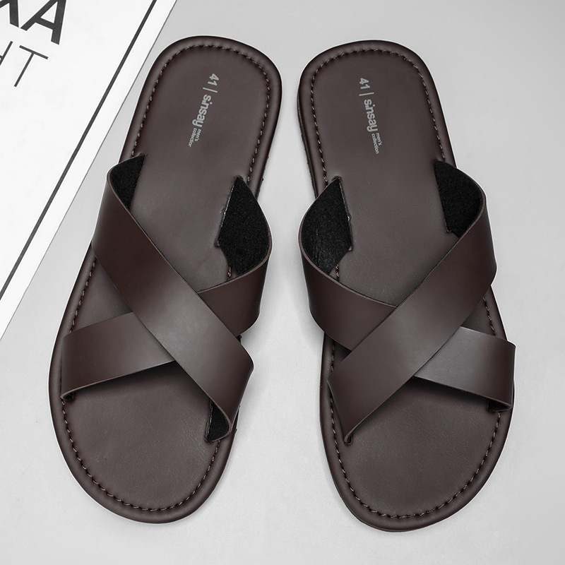 Men's Cross-Strap Slippers, Cross-Border Soft-Soled Summer New Style Slippers, Non-Slip High-End Beach Slippers for Outdoor Wear Men's Cross-Strap Slippers, Cross-Border Soft-Soled Summer New Style Slippers, Non-Slip High-End Beach Slippers for Outdoor Wear