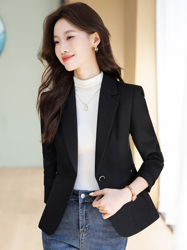 紫红色西装外套女2025秋冬新款一粒扣女西服气质小个子修身女上衣|undefined