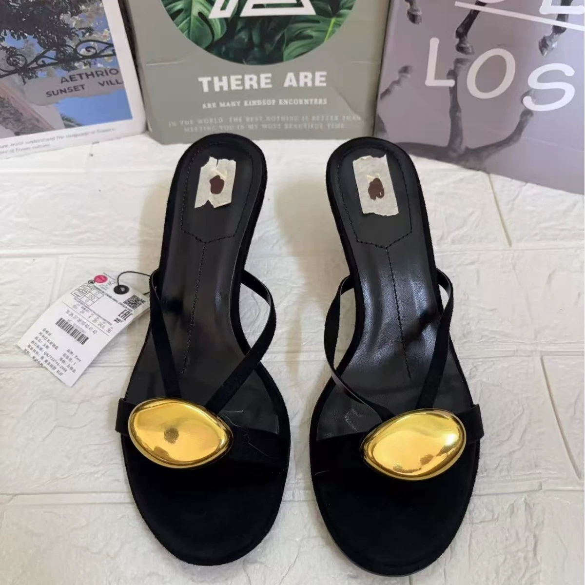 ZA2025 весна-лето новые женские сандалии на высоком каблуке с металлической пряжкой, черные, открытый носок, модные сандалии на шпильке для повседневной носки