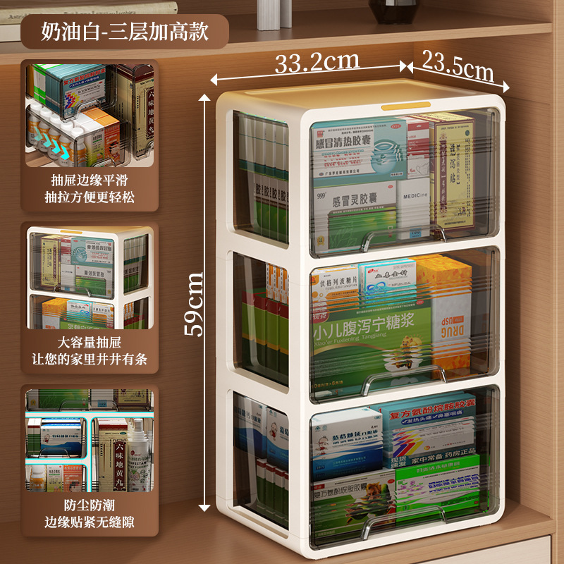 药箱收纳盒家庭装大号家用学生宿舍急救抽屉式多层分类药品分装盒|undefined