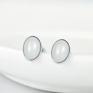 genuine goods Natural Hetian Jade White Jade Earrings S925 Silver Inlaid Jade Earrings Fashion Women's New Earrings for Girlfriend