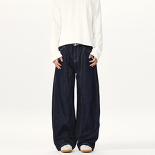 美式复古弯刀裤男小众设计感阔腿宽松痞帅原牛丹宁牛仔裤情侣裤子