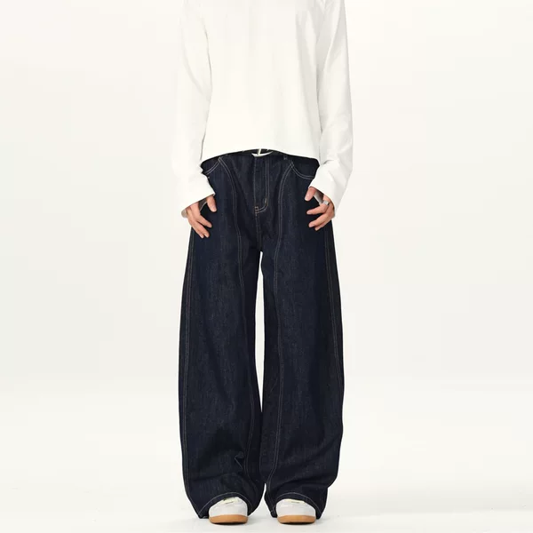 American Style Retro Machete Pants Men's Niche Design Sense Wide Leg Loose Yagi Shuaiyuan Cow Tannin Jeans Couple's Pants