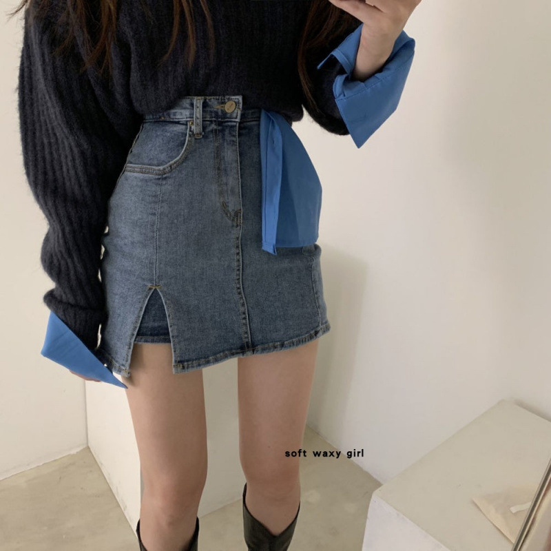 包臀裙半身防走仔半身裙女夏2023新款A字短裙裤侧开叉包臀裙子热