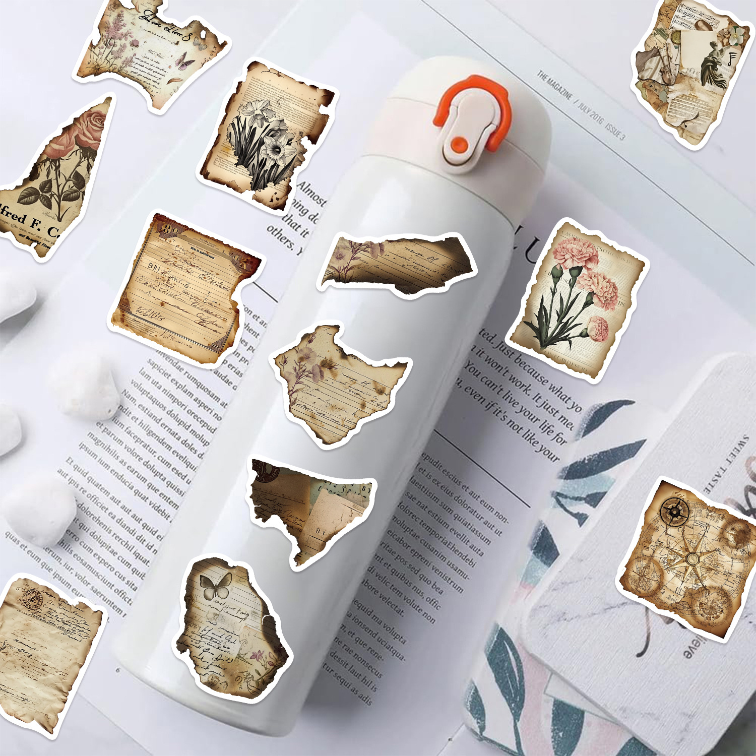 50 hojas de dibujos animados retro quemado fragmentos de graffiti pegatinas decoración guitarra portátil maleta DIY impermeable al por mayor