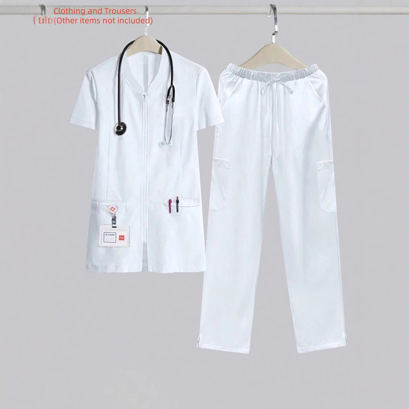 広州夏の新しい婦人服半袖スーツ女性スリムファッションツーピース医療スーツ特別な作業服|undefined