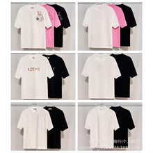 跨境26ss高版本罗家loe意威刺绣logo夏季纯棉圆领短袖T恤男女同款