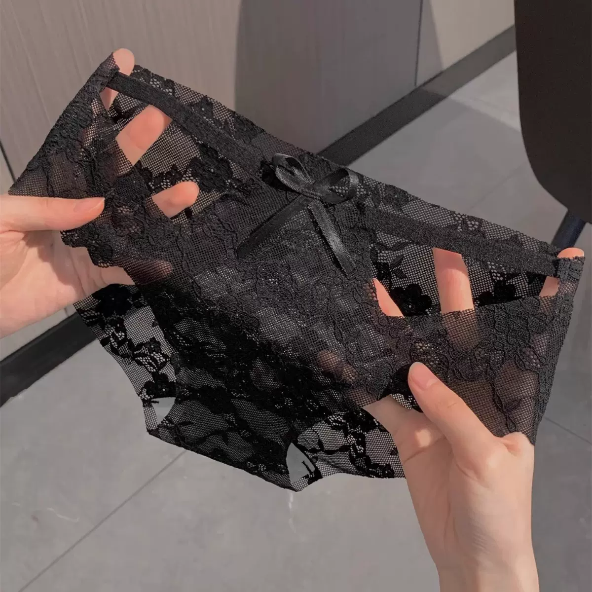 月色甜茶~10A抗菌纯欲蕾丝内裤女夏薄款性感镂空无痕网纱三角裤女