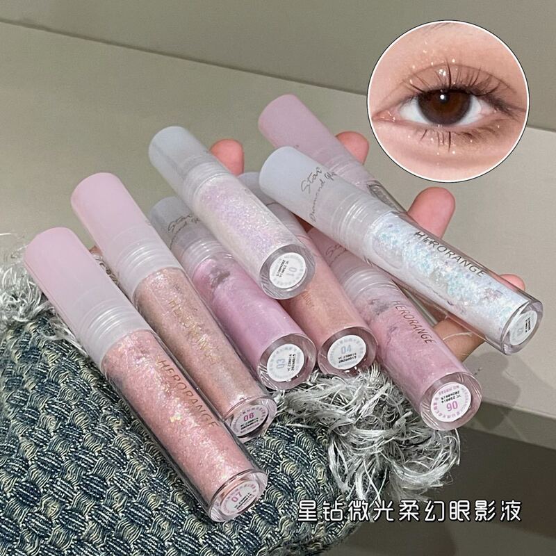 HERORANGE眼影液 爆闪珠光提亮高光卧蚕单色亮片液体眼影跨境彩妆|undefined