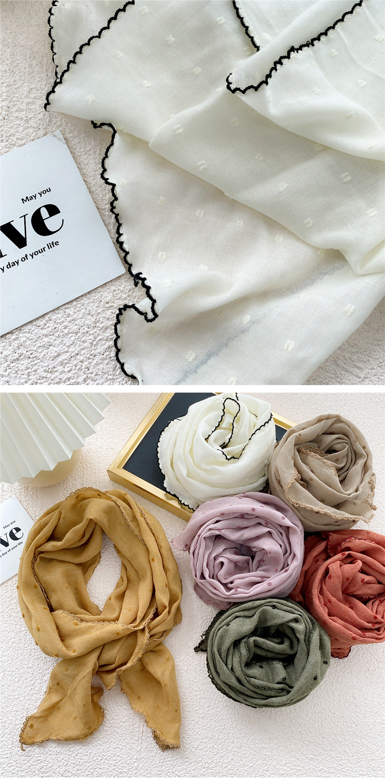 Demi-cercle Coton Et Lin Triangle Foulard Foulard En Soie Foulard De La Mode Coréenne Foulard Foulard Foulard Décoratif display picture 1