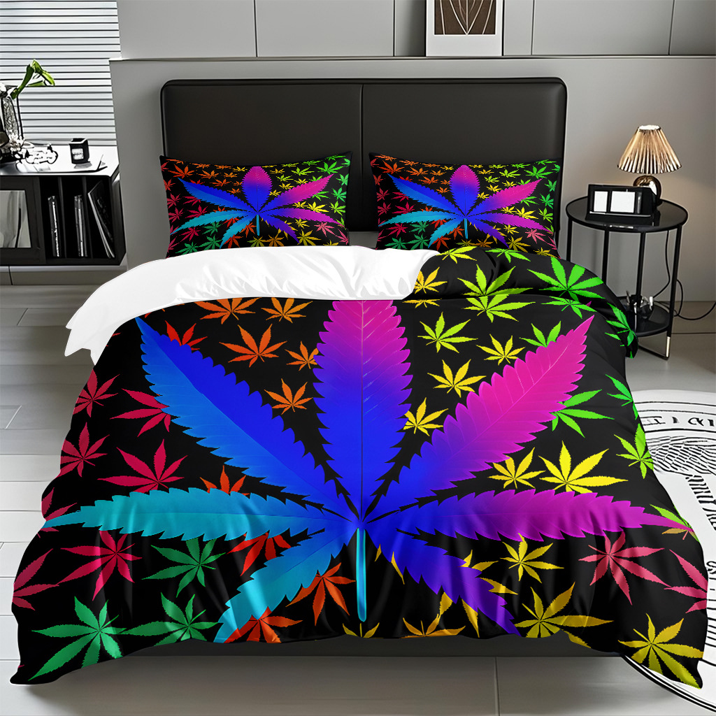 TEMU / JIT comercio exterior hogar patrón de hojas de colchón molido cubierta de colchón de tres piezas de fábrica directa a la figura puede fijarse