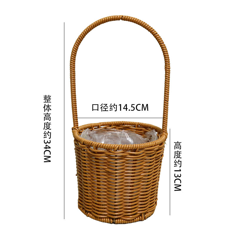 Cestas de mano tejidas a mano de plástico de caña decorativa flor seca canasta de flores portátiles canasta de regalos al por mayor