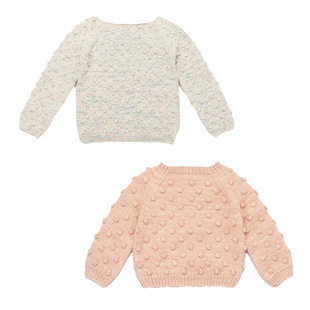 Mp Same Yarn Popcorn Top for Children and Middle-Aged Children Autumn and Winter New Girls Pullover Knitwear Baby Knitwear