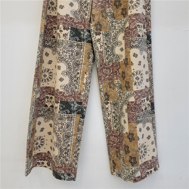 Pantalones informáticos de impresión digital retro europea y americana, mujeres sueltas, calles delgadas, pantalones largos de piernas anchas americanos image 4