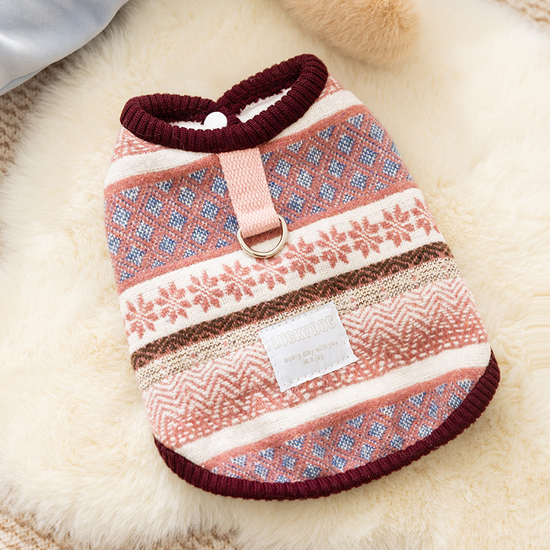 【10% off先行販売】秋冬新作フェアアイルスノーフレークベスト暖かい猫犬ペット服小中型|undefined