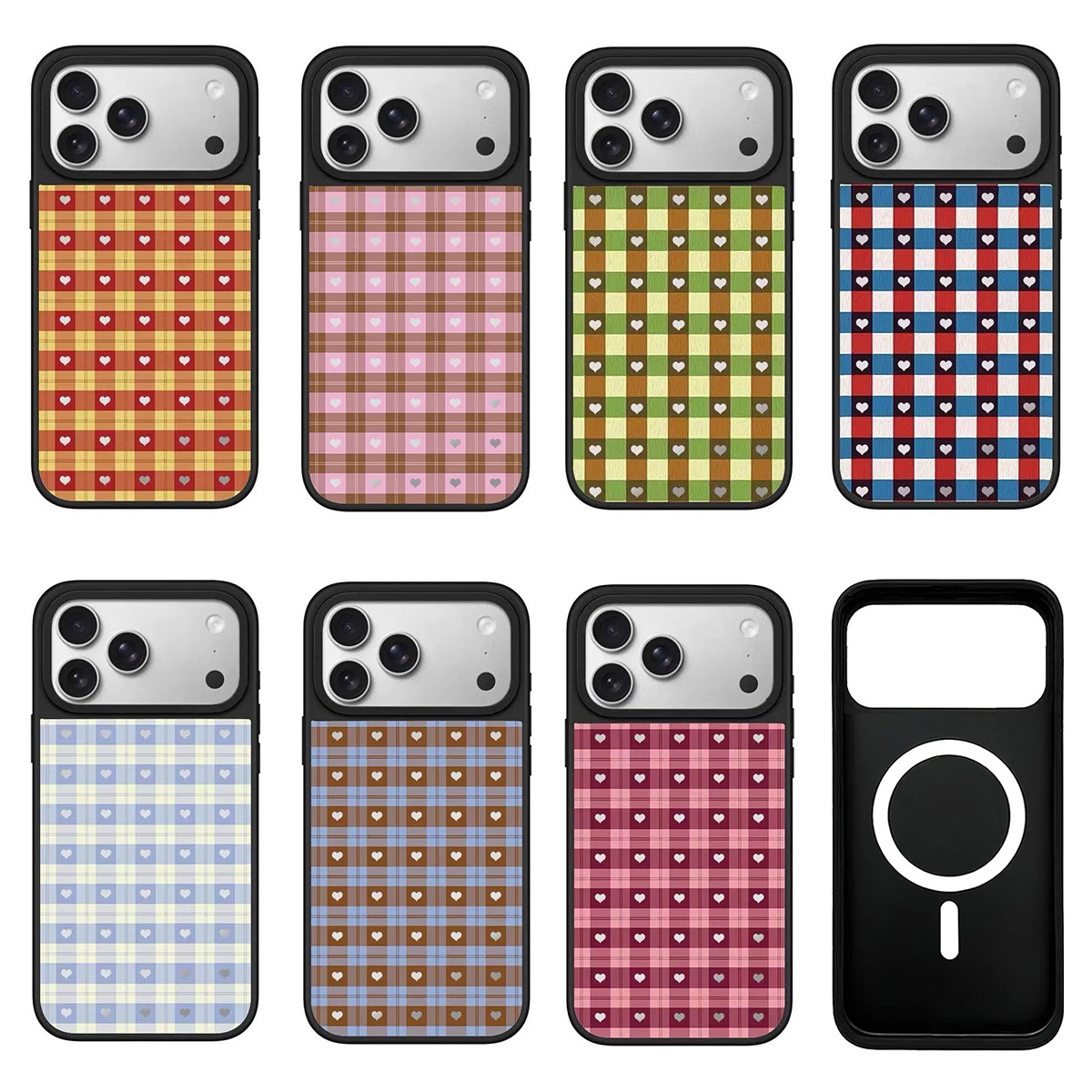 Magnetic Phone Case For Iphone 16 Pro With Mirror Grid Pattern_voghion.com