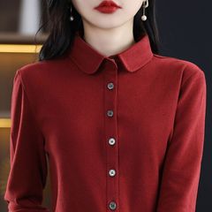 両面の徳の絨毯のシャツの女性の秋冬はファッションの通勤のデザイン感を厚くします。