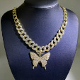 Nuovo stile hip-hop in lega da 15 mm con giunzione a filo piatto, design a catena cubana a farfalla con collana intarsiata di diamanti_voghion.com