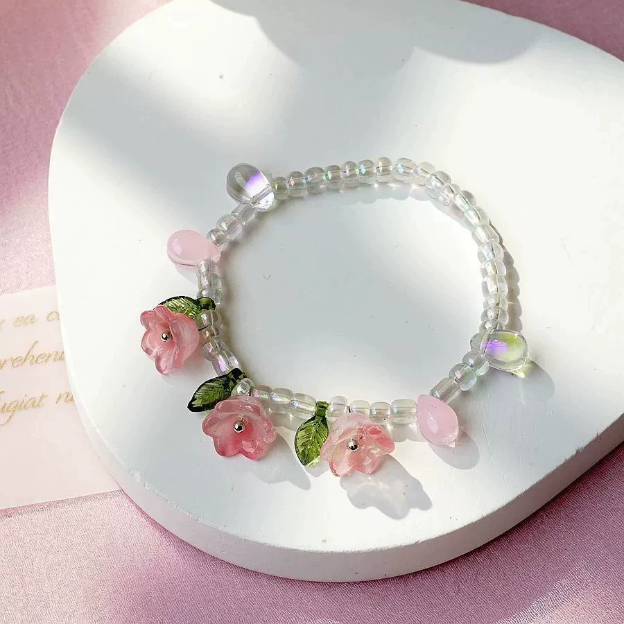 Бусинное браслет ручной работы, стиль Flower Light-Luxury, длина 17 см, разноцветные варианты (SL1–SL36)
