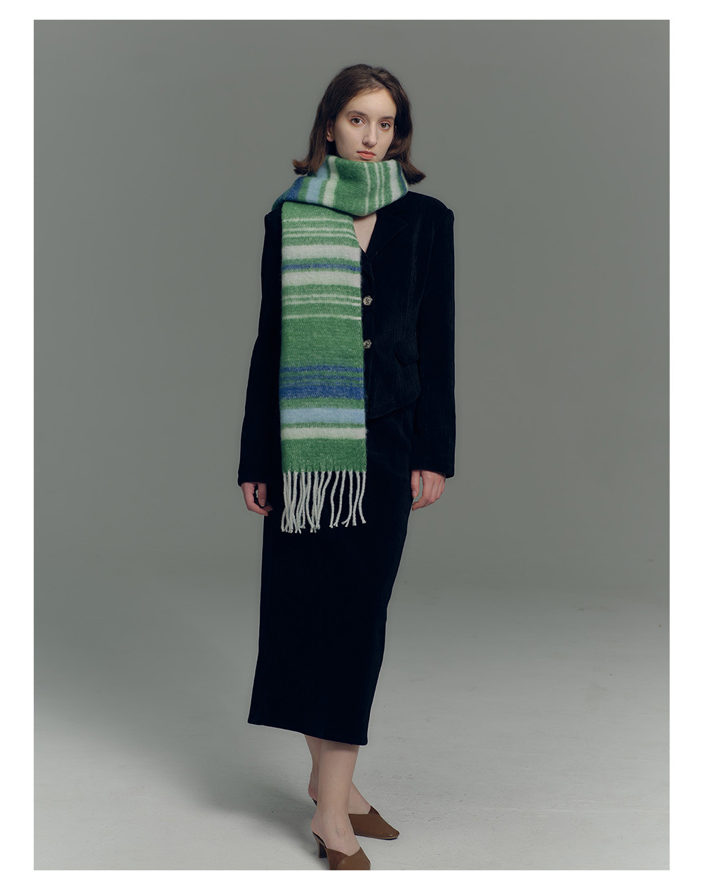Sciarpa a righe design uomo e donna in morbido finto cashmere_voghion.com