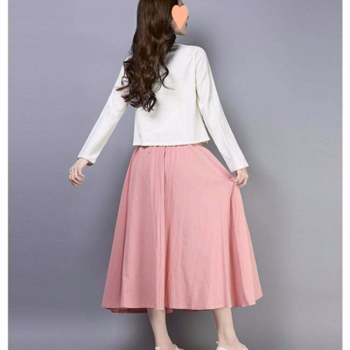 Improved Hanfu Women's Ancient Costume Chinese Style Republican Style Embroidered Cotton Linen Tea Dress Traditional Costume Set