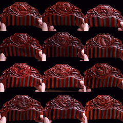 Zitan Wood 12 Zodiac Hair Comb Classical Wood Carving Comb, Dragon Snake Horse Birthday Gift Gift Scenic Area Gift, Engraving Available