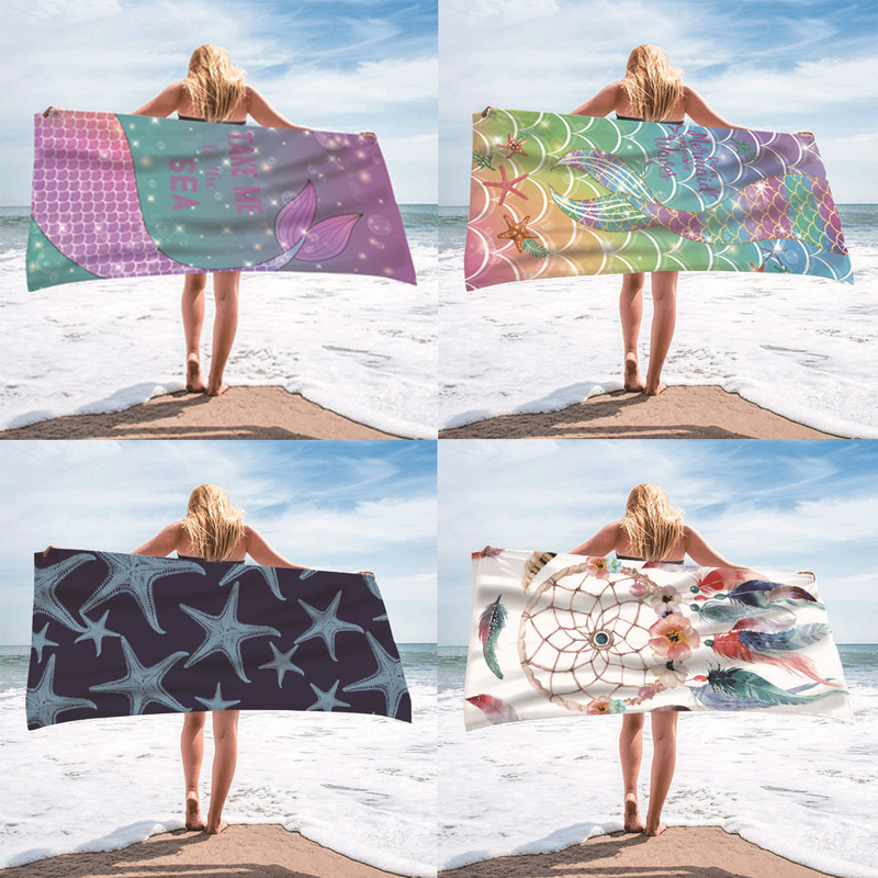 Amazon European and American single-sided velvet beach towel cross-border printing microfiber beach bath towel mermaid Bohemian Amazon European and American single-sided velvet beach towel cross-border printing microfiber beach bath towel mermaid Bohemian