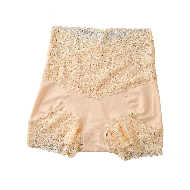 Pantalones de seguridad de cintura alta ropa interior sin desgaste de las mujeres más el tamaño leggings ajustados a la cintura pantalones cortos de encaje anti-Exposición de algodón puro