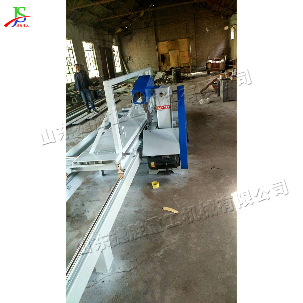 Máquina automática de corte de madera dura de material corto superior e inferior sierra de corte de madera redonda de hoja única máquina de segmentación de madera de riel de guía lineal