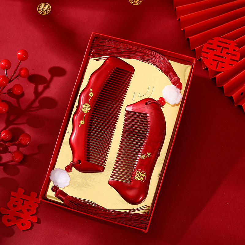 Burgundy festive high-end gift box, brush