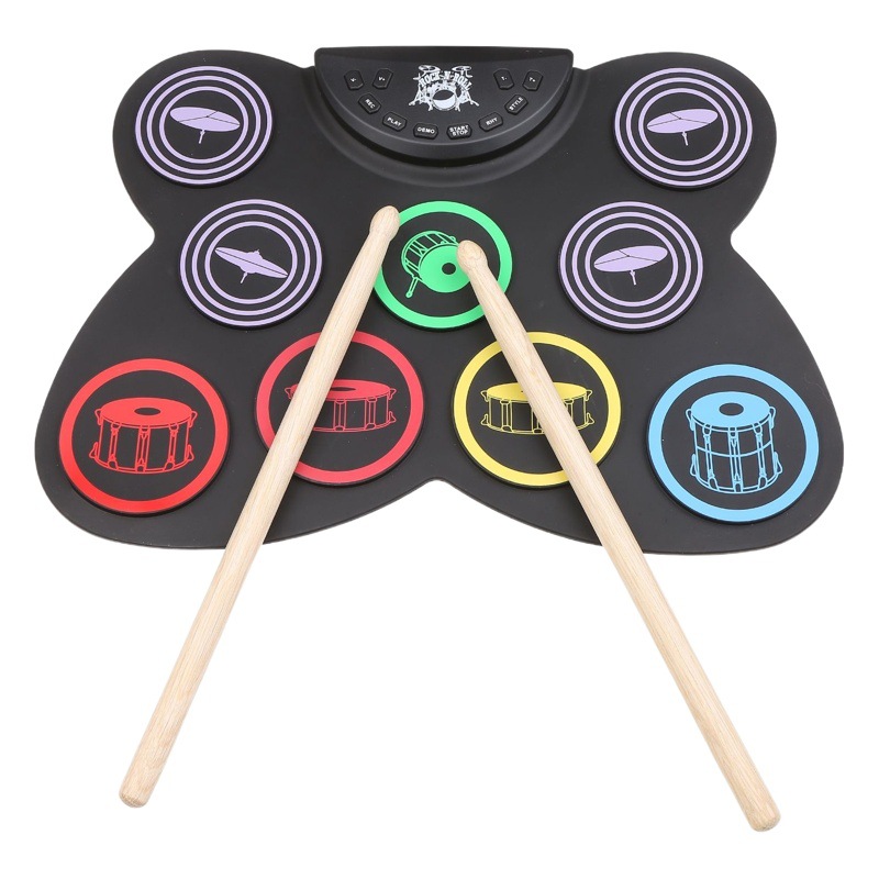 2022 nuevo color rollo de mano tambor electrónico niños adultos principiante plegable tambor de jazz tambor de escritorio de silicona