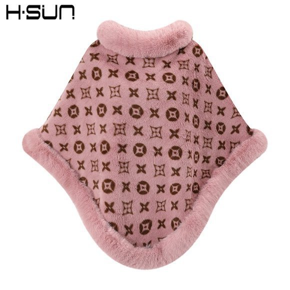 Capa tipo chal de otoño e invierno 2026, nueva bufanda de piel sintética de conejo, abrigo de punto para mujer, prenda exterior holgada y versátil. image 51