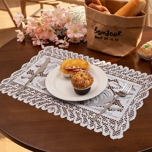 Cross-Border Warp Knitted Lace Square Sunflower Floral Placemat Hotel Napkin Coffee Table Tablecloth Wholesale Temu Dropshipping