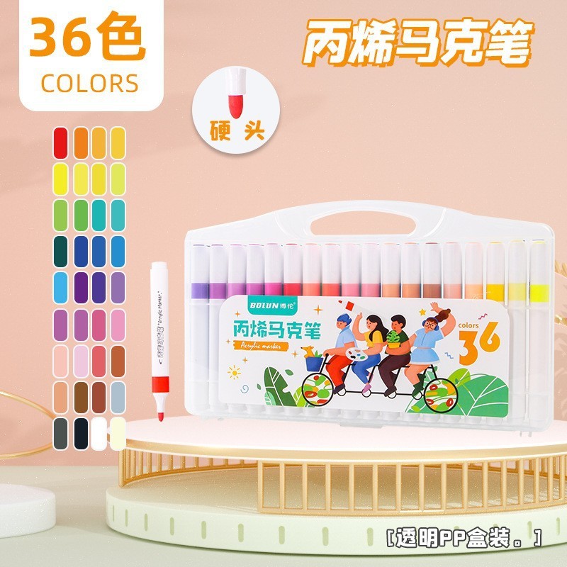 クリエイティブアクリルマーカーペン 24/36/48 色 diy 学生不透明手描き落書きブラシセット文房具|undefined