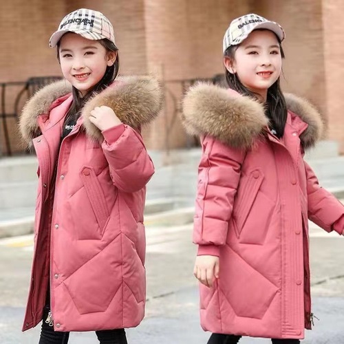 Women's Winter Outfit: Middle-Size Girls' Long-Sleeve Thick Down Cotton Coat for Girls,  New Fashion Trend