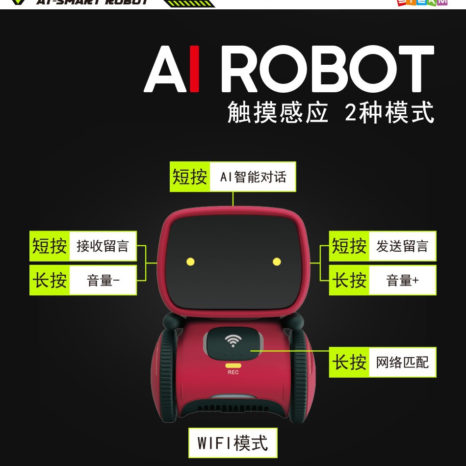 Diálogo transfronterizo de IA para niños robot de control de voz inteligente de detección táctil de baile juguetes divertidos de máquinas eléctricas