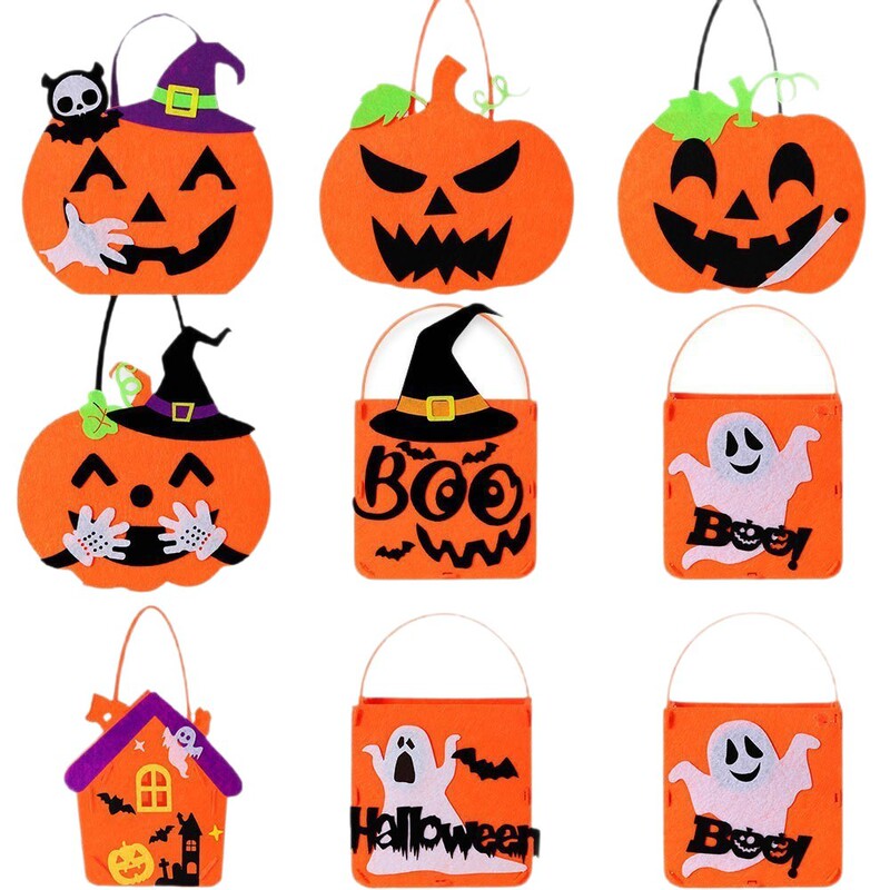 ハロウィン漫画キャンディーバッグ装飾小道具子供のパーティーギフトバッグキャンディーバッグカボチャフェルトバッグハンドバッグ|undefined