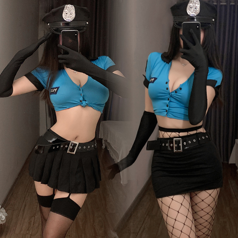 Mei Zhilan sexy small chest uniform suit policewoman cos clothing night secretary OL pilot pure want stewardess outfit
