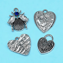挂件饰品心型爱心锁蜘蛛环保锌合金diy项链耳钉配件跨境批发配饰